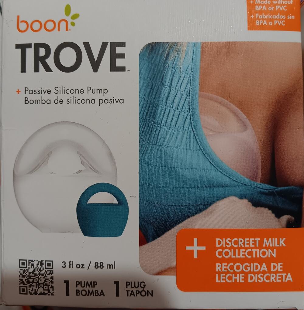 Boon Trove + Passive Silicone Pump (1 Pump & 1 Plug) NEW OPEN BOX BPA Free 3 oz.